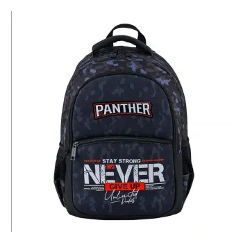 Panther Never Give Up Üç Bölmeli Okul Çantası
