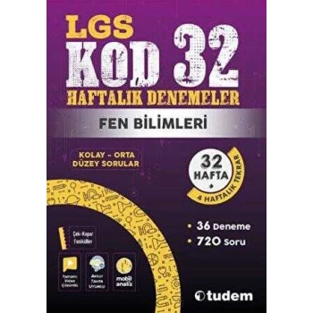 Tudem Yayınları 8. Sınıf Fen Bilimleri Kod 32 Haftalık Denemeleri