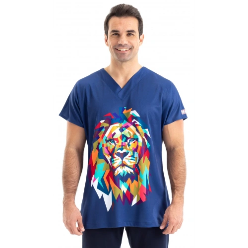 Scrubs cerrahi forma erkek tek üst arslan desen