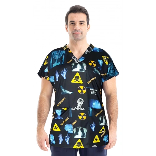 Scrubs cerrahi forma erkek tek üst radyasyon desen