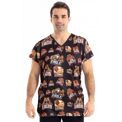 Scrubs cerrahi forma erkek tek üst vahşi doğa