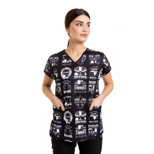 Scrubs cerrahi forma kadın tek üst dövüş kulübü