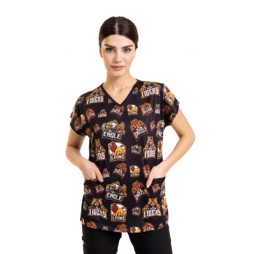 Scrubs cerrahi forma kadın tek üst vahşi doğa