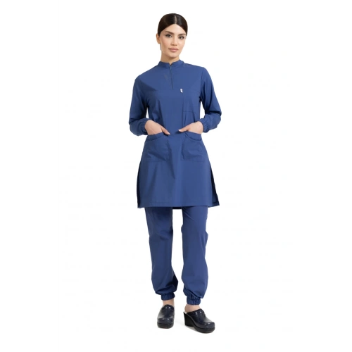 Tesettür Forma Jogger Model Likralı Terikoton Petrol Mavi