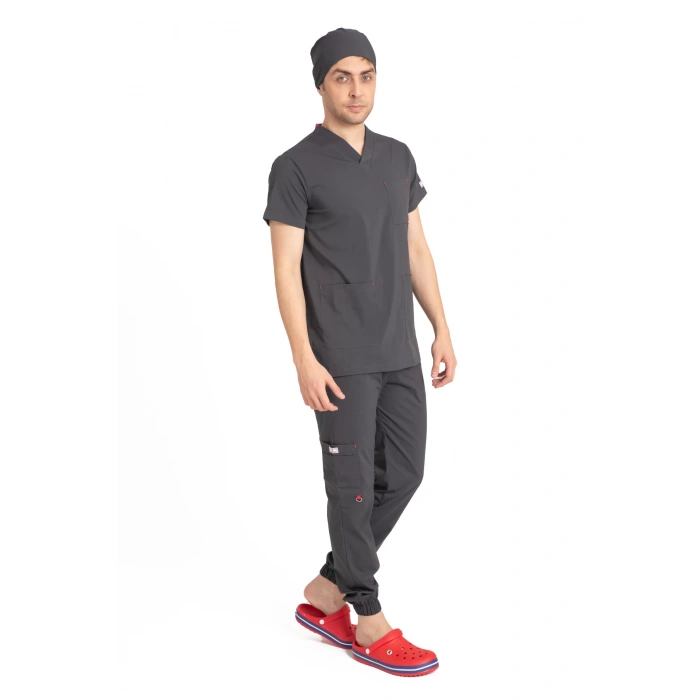 Dr Jogger Scrubs Likralı Terikoton Erkek Füme
