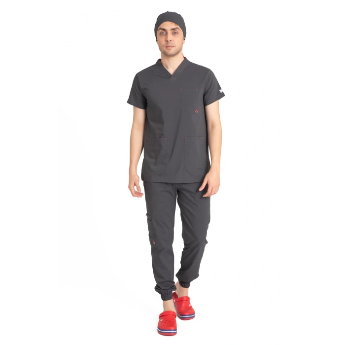 Dr Jogger Scrubs Likralı Terikoton Erkek Füme