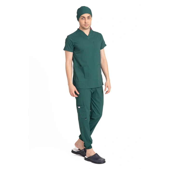 Dr Jogger Scrubs Likralı Terikoton Erkek Haki Yeşil