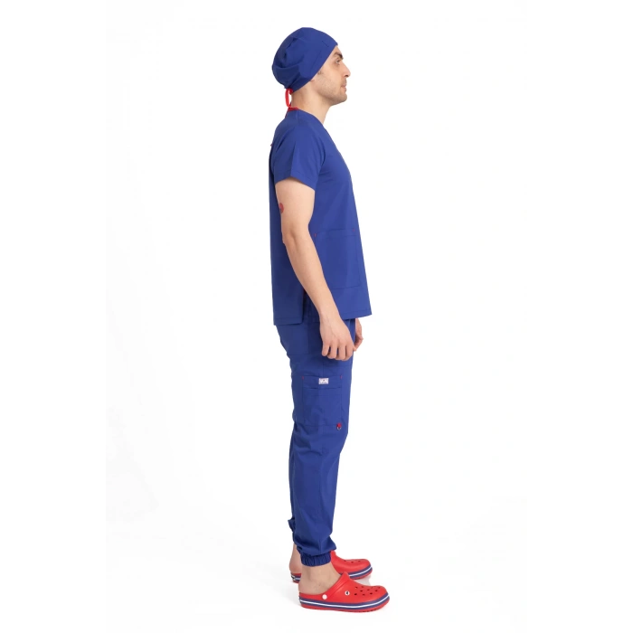 Dr Jogger Scrubs Likralı Terikoton Erkek Saks Mavisi
