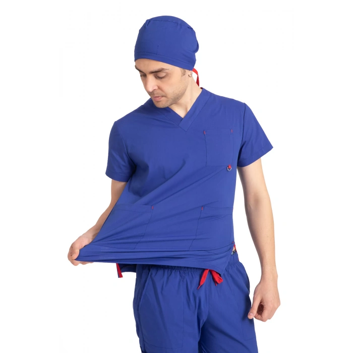 Dr Jogger Scrubs Likralı Terikoton Erkek Saks Mavisi