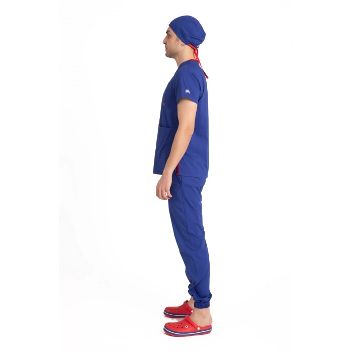 Dr Jogger Scrubs Likralı Terikoton Erkek Saks Mavisi