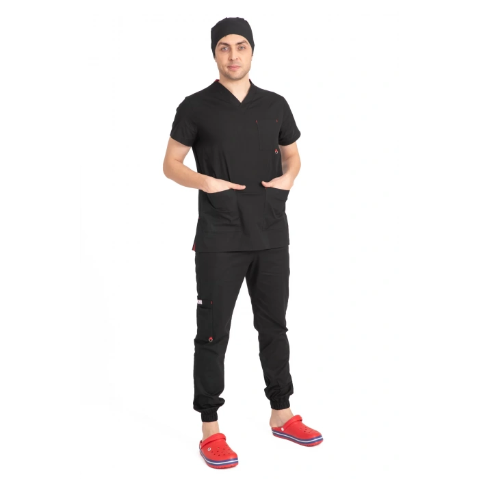 Dr Jogger Scrubs Likralı Terikoton Erkek Siyah
