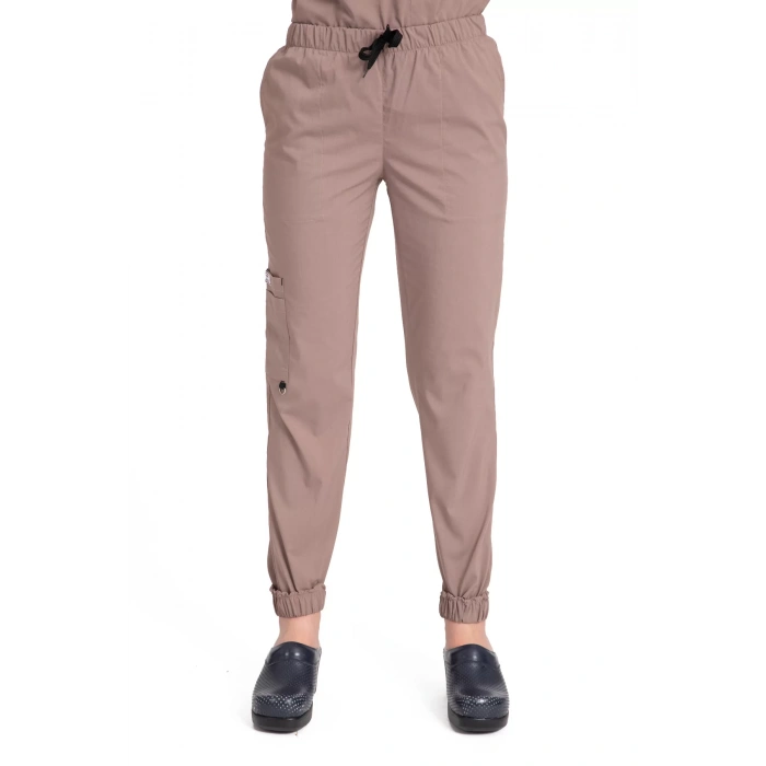 Dr Jogger Scrubs Likralı Terikoton Kadın Toprak