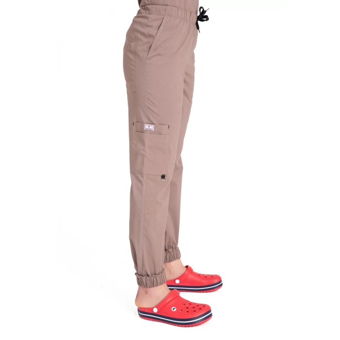 Dr Jogger Scrubs Likralı Terikoton Kadın Toprak