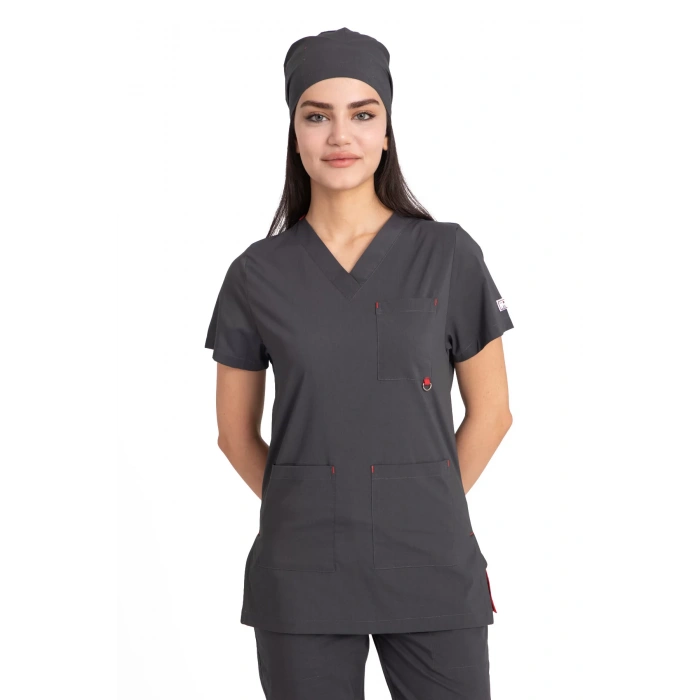 Dr Jogger Scrubs Likralı Terikoton Kadın Füme