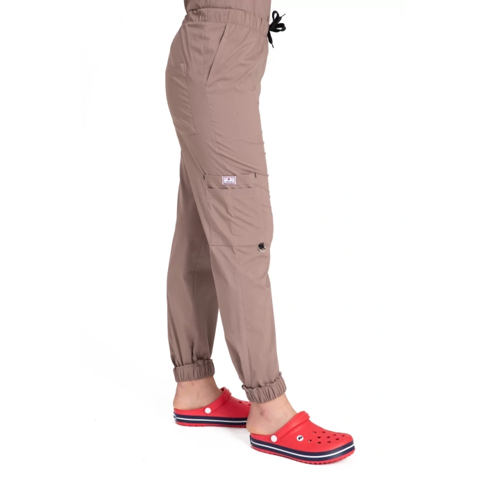 Dr Jogger Scrubs Likralı Terikoton Kadın Toprak