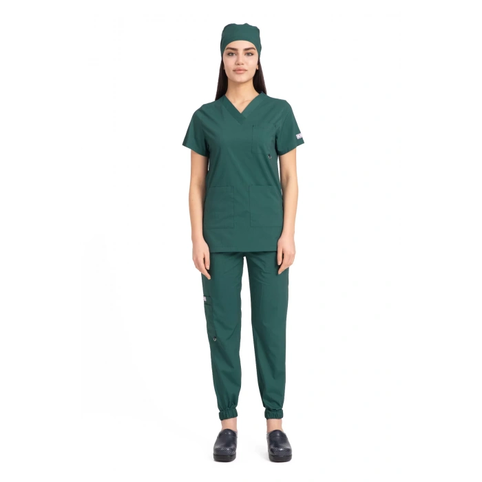 Dr Jogger Scrubs Likralı Terikoton Kadın Haki Yeşil