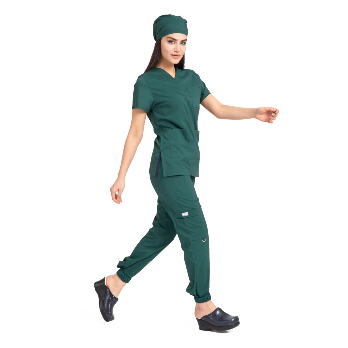 Dr Jogger Scrubs Likralı Terikoton Kadın Haki Yeşil