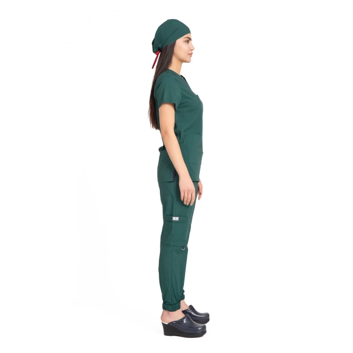 Dr Jogger Scrubs Likralı Terikoton Kadın Haki Yeşil