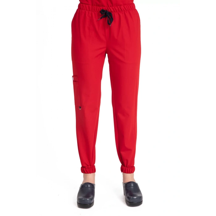 Dr Jogger Scrubs Likralı Terikoton Kadın Kırmızı