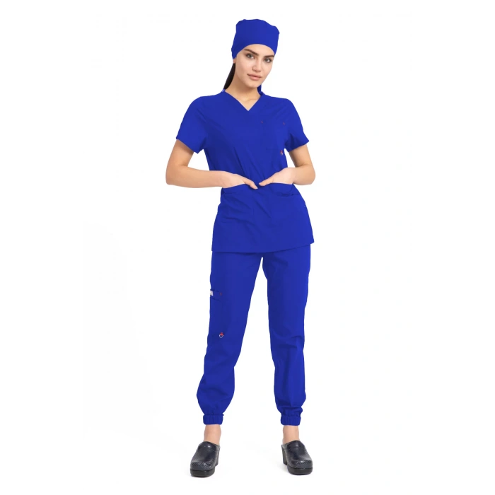 Dr Jogger Scrubs Likralı Terikoton Kadın Saks Mavisi