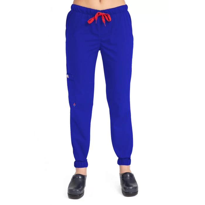 Dr Jogger Scrubs Likralı Terikoton Kadın Saks Mavisi