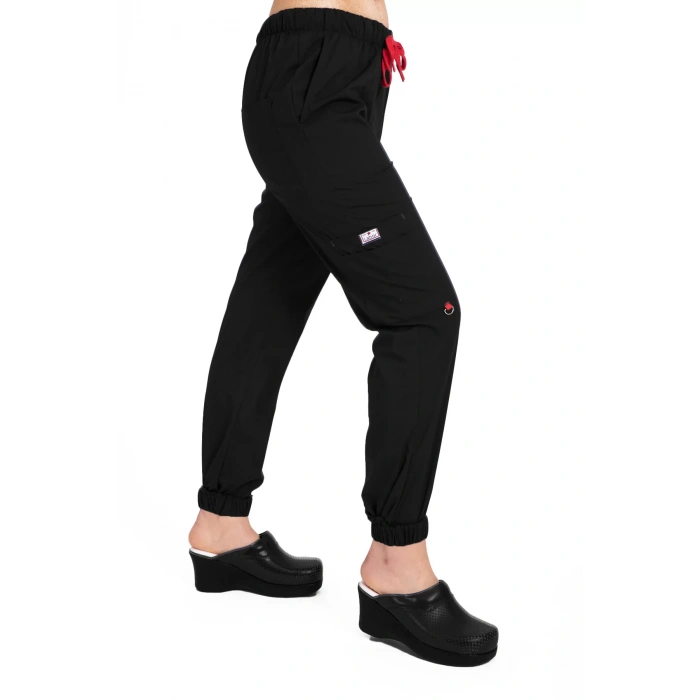 Dr Jogger Scrubs Likralı Terikoton Kadın Siyah