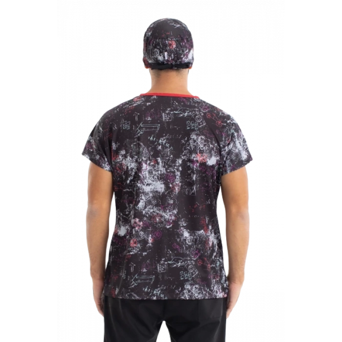 Scrubs cerrahi forma erkek tek üst desen 19