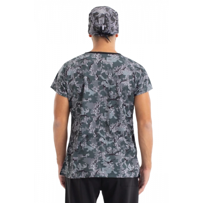 Scrubs cerrahi forma erkek tek üst desen 21