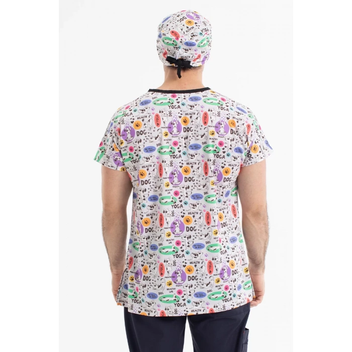 Scrubs cerrahi forma erkek tek üst desen 30