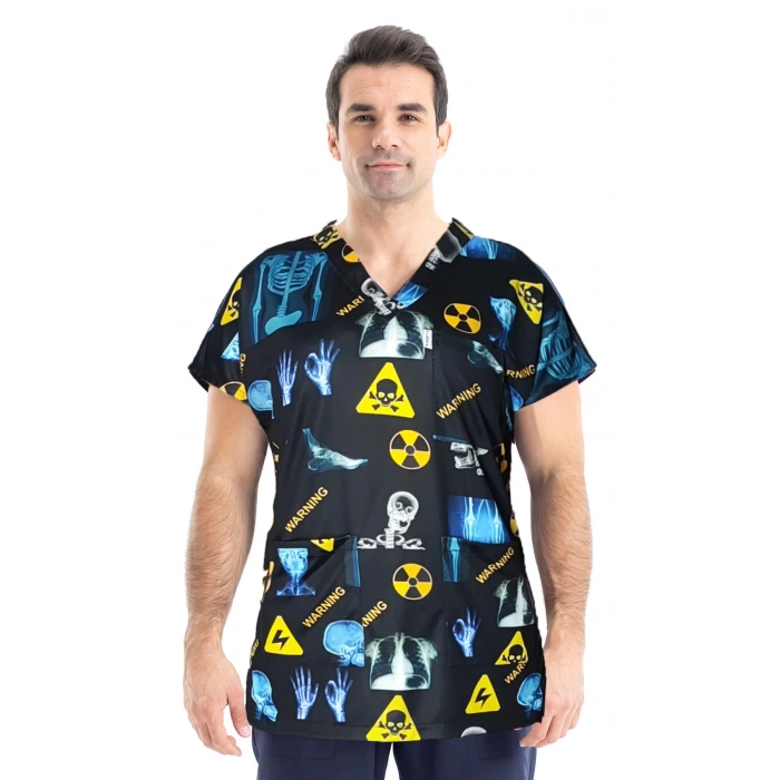 Scrubs cerrahi forma erkek tek üst radyasyon desen