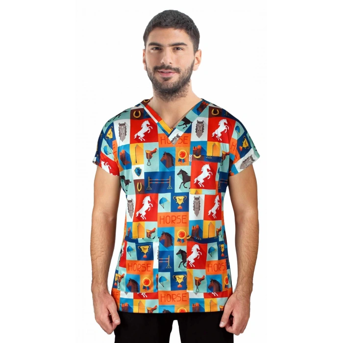 Scrubs cerrahi forma erkek tek üst şampiyon atlar