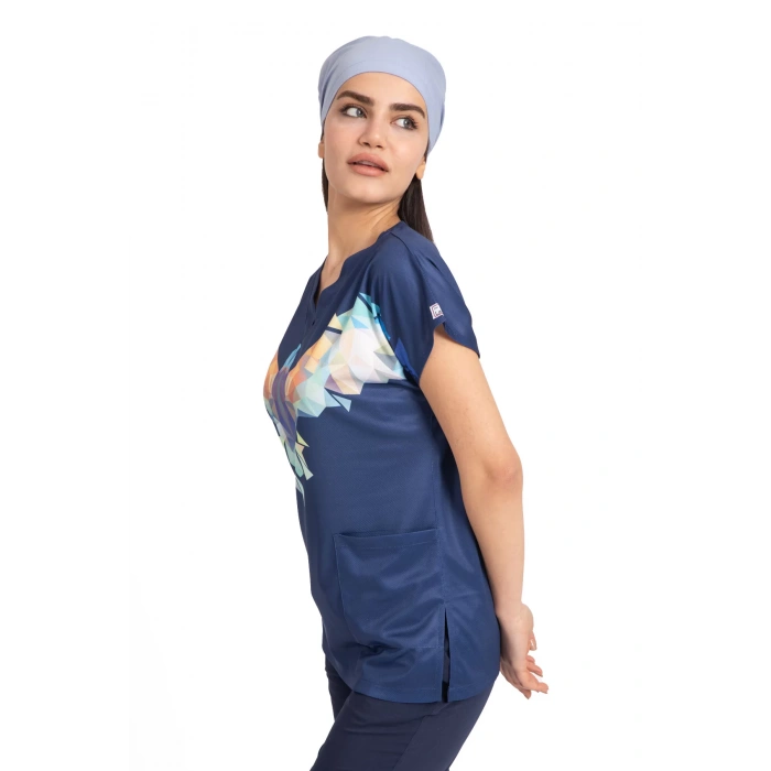 Scrubs cerrahi forma kadın tek üst büyük kartal