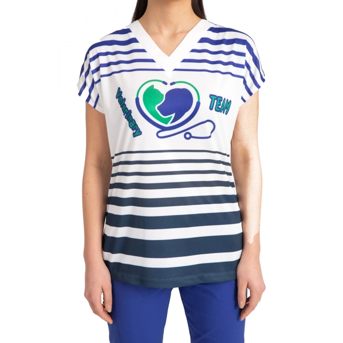 Scrubs cerrahi forma kadın tek üst veteriner team logolu