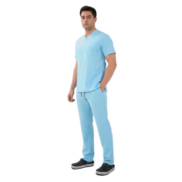 Sağlık Bakanlığı Alaskan Blue Erkek Doktor Forması - 4 Yön Likralı Esnek Kumaş