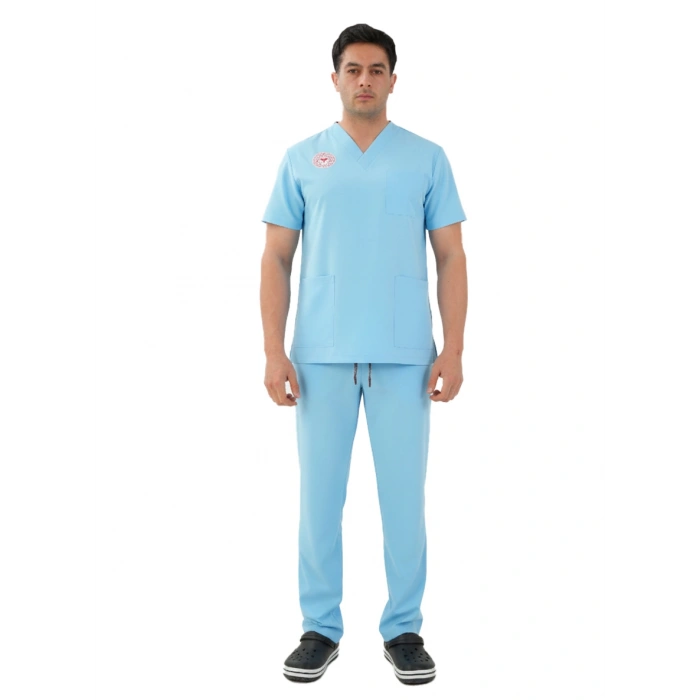 Sağlık Bakanlığı Alaskan Blue Erkek Doktor Forması - 4 Yön Likralı Esnek Kumaş