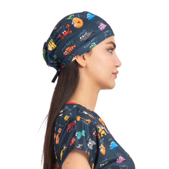 Cerrahi bone hayvanlar alemi lacivert dry touch kumaş kadın ve erkek