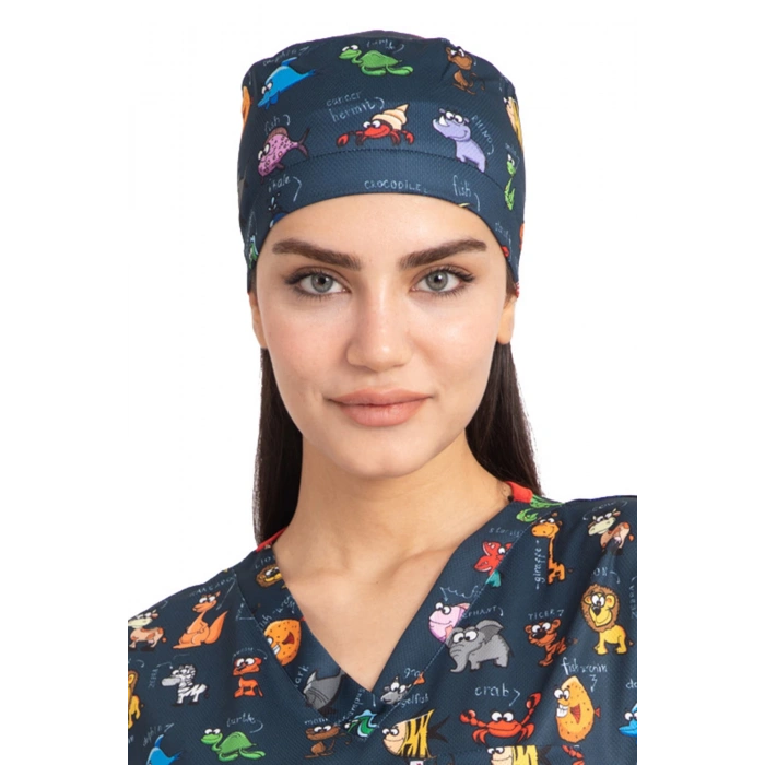 Cerrahi bone hayvanlar alemi lacivert dry touch kumaş kadın ve erkek