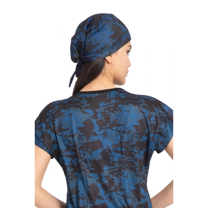 Cerrahi bone mavi kamuflaj dry touch kumaş kadın ve erkek