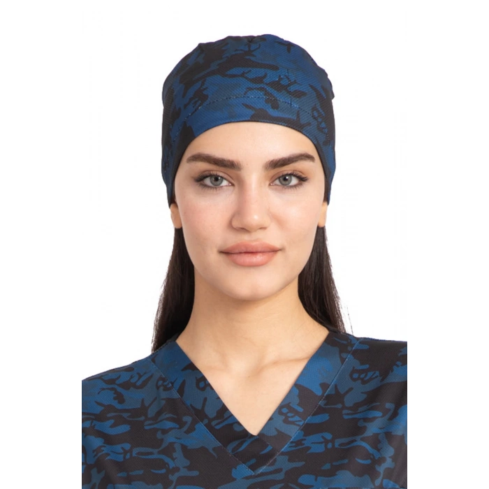 Cerrahi bone mavi kamuflaj dry touch kumaş kadın ve erkek