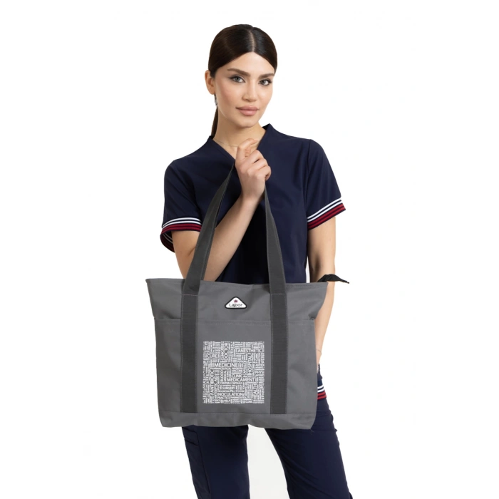 Medikal Bag Antrasit Baskılı Çanta Kadın ve Erkek Model