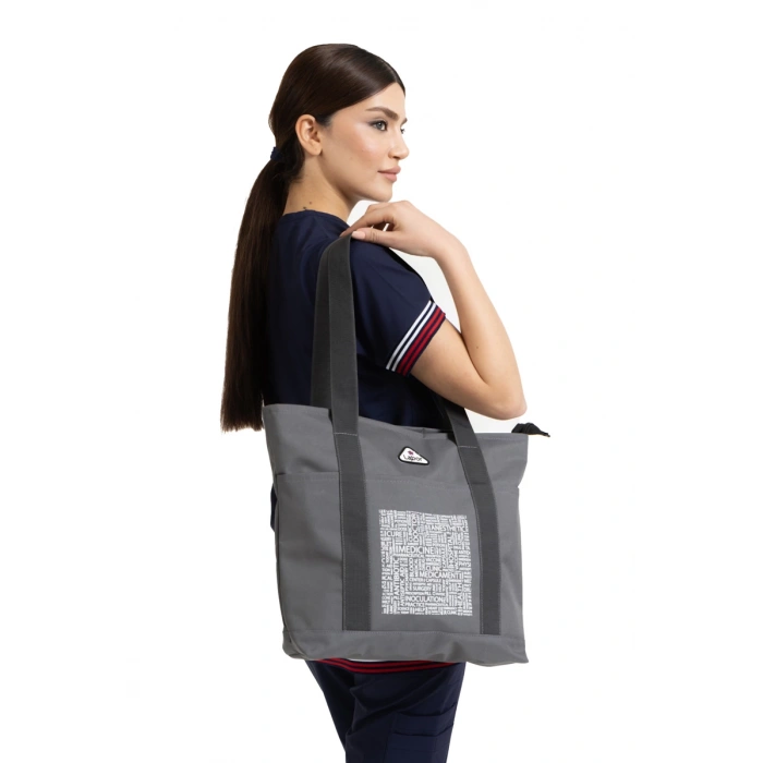 Medikal Bag Antrasit Baskılı Çanta Kadın ve Erkek Model