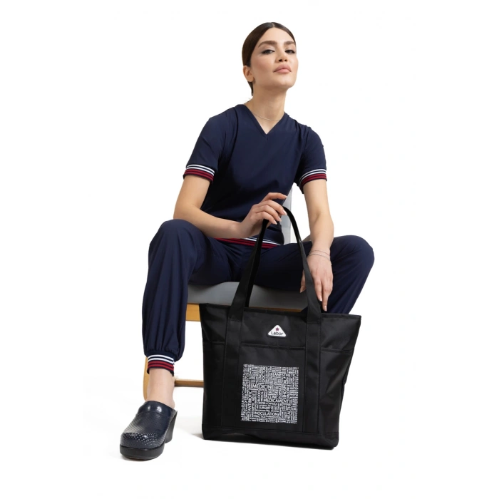 Medikal Bag Siyah Baskılı Çanta Kadın ve Erkek Model
