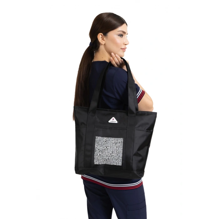 Medikal Bag Siyah Baskılı Çanta Kadın ve Erkek Model