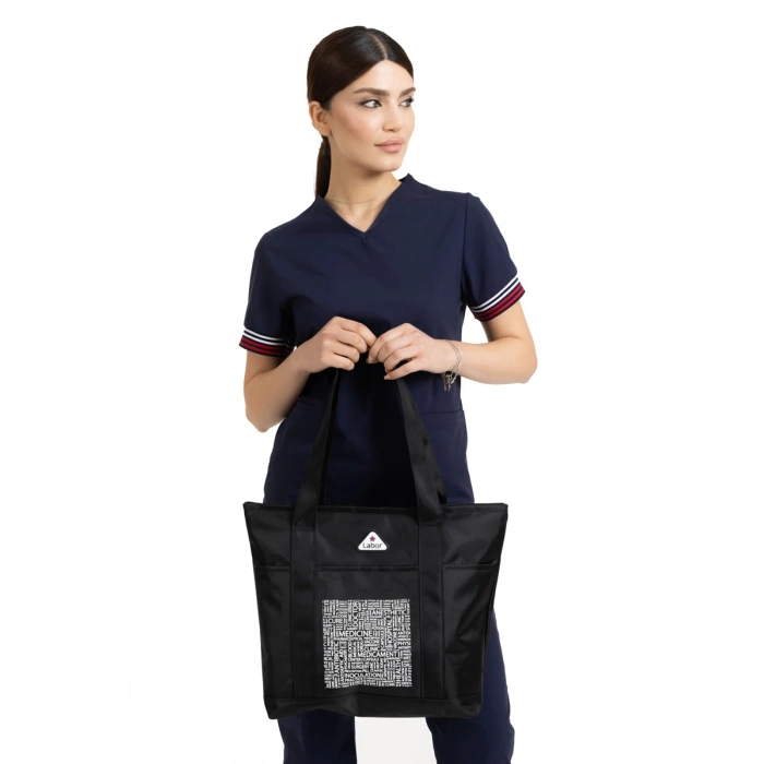 Medikal Bag Siyah Baskılı Çanta Kadın ve Erkek Model