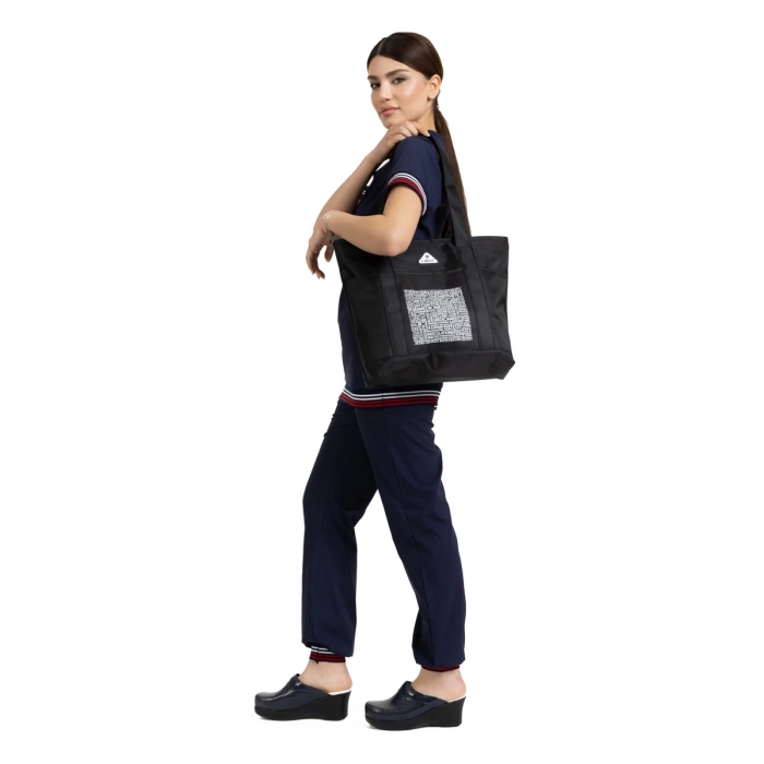 Medikal Bag Siyah Baskılı Çanta Kadın ve Erkek Model