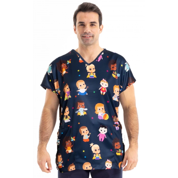 Scrubs cerrahi forma erkek tek üst bebekler