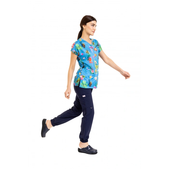 Scrubs cerrahi forma kadın tek üst denizler alemi