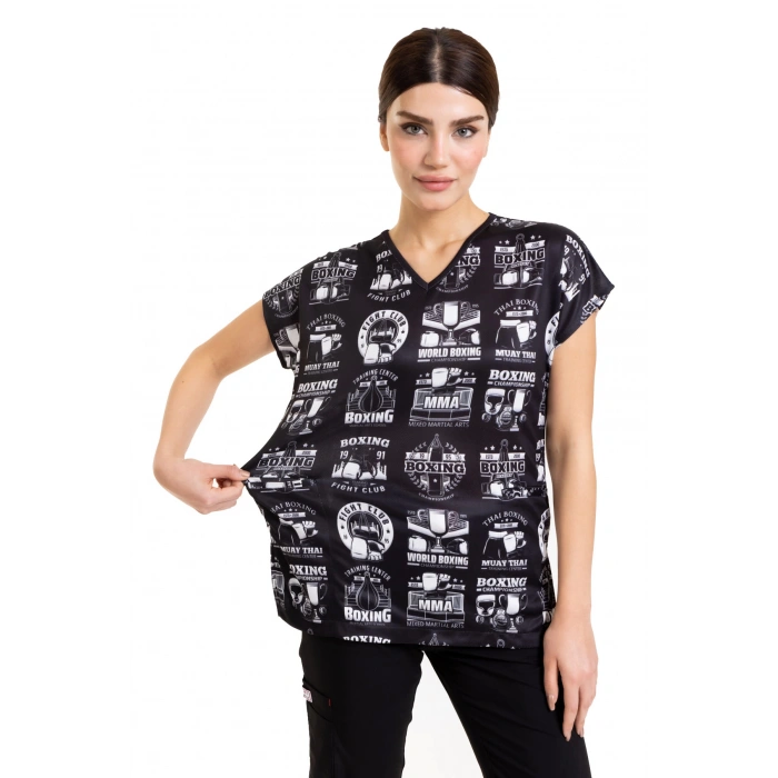 Scrubs cerrahi forma kadın tek üst dövüş kulübü