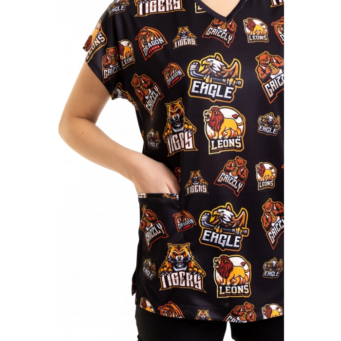 Scrubs cerrahi forma kadın tek üst vahşi doğa