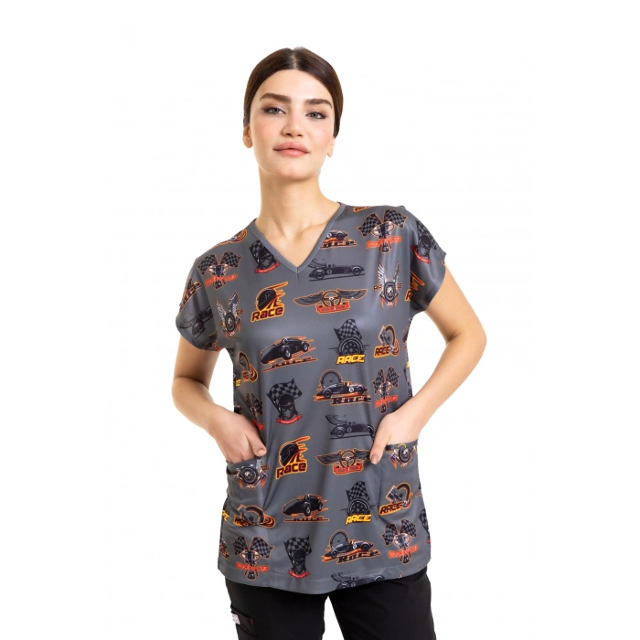 Scrubs cerrahi forma kadın tek üst arabalar